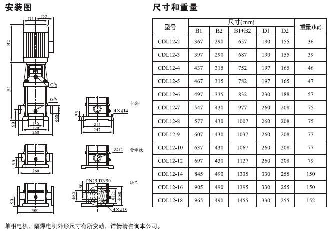 CDL型立式多級離心泵安裝尺寸圖 CDL型立式多級離心泵安裝尺寸圖