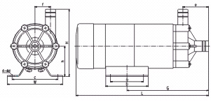 MP系列微型磁力驅動循環泵安裝尺寸圖 MP系列微型磁力驅動循環泵安裝尺寸圖